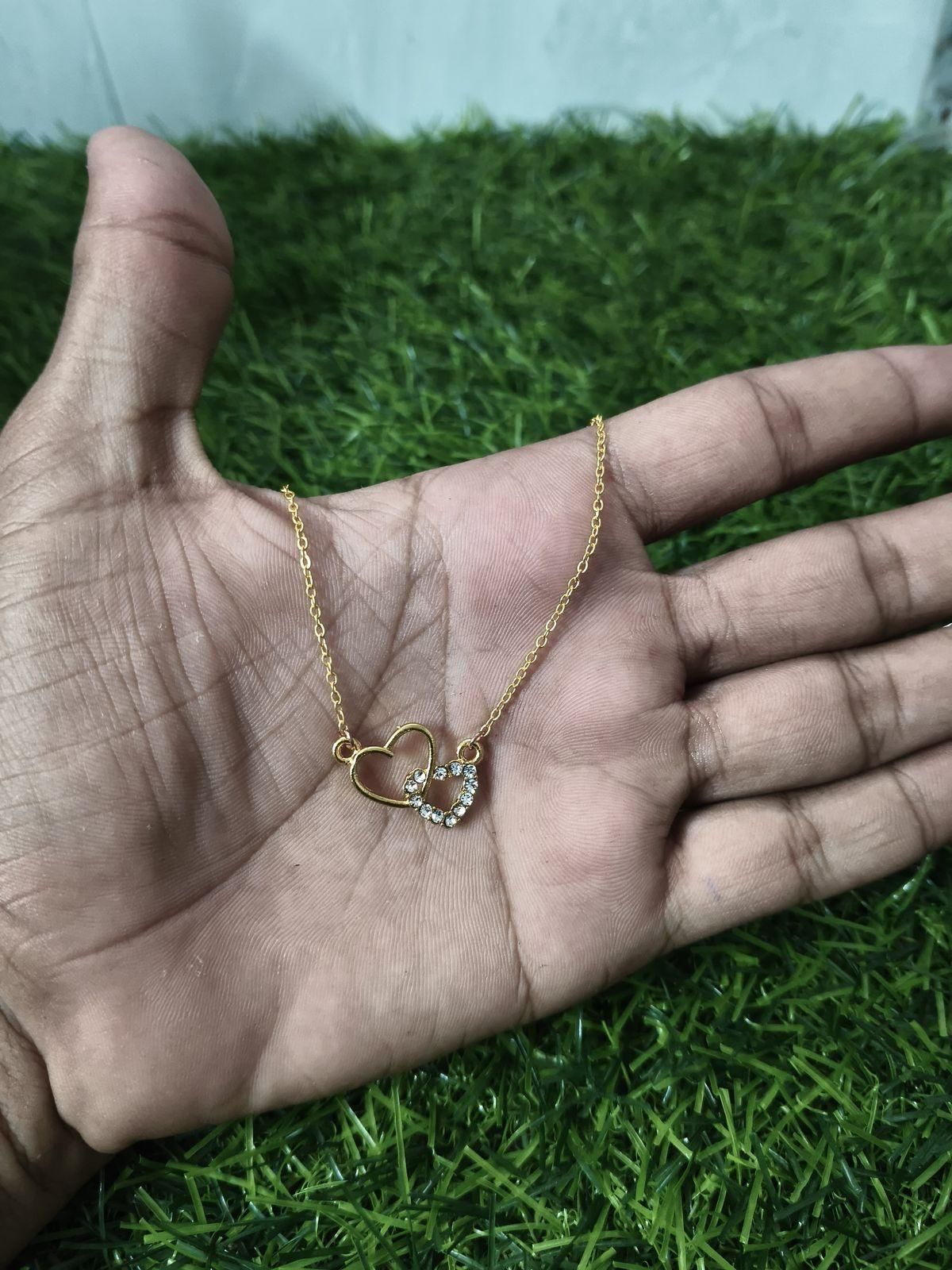 Women's Dual Heart Pendant with Chain Micro Plating